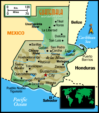 Map of Guatemala - Click to open WorldAtlas.com in new window