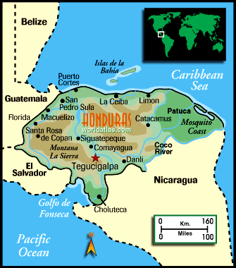 Map of Honduras - Click to open WorldAtlas.com in new window