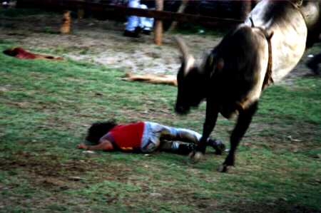 Kid on floor after being thrown and stepped on