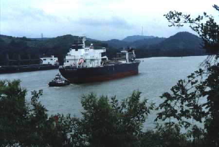 Cargo ship navigating the Canal