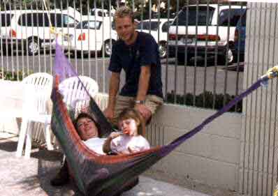 Trying out the hammock